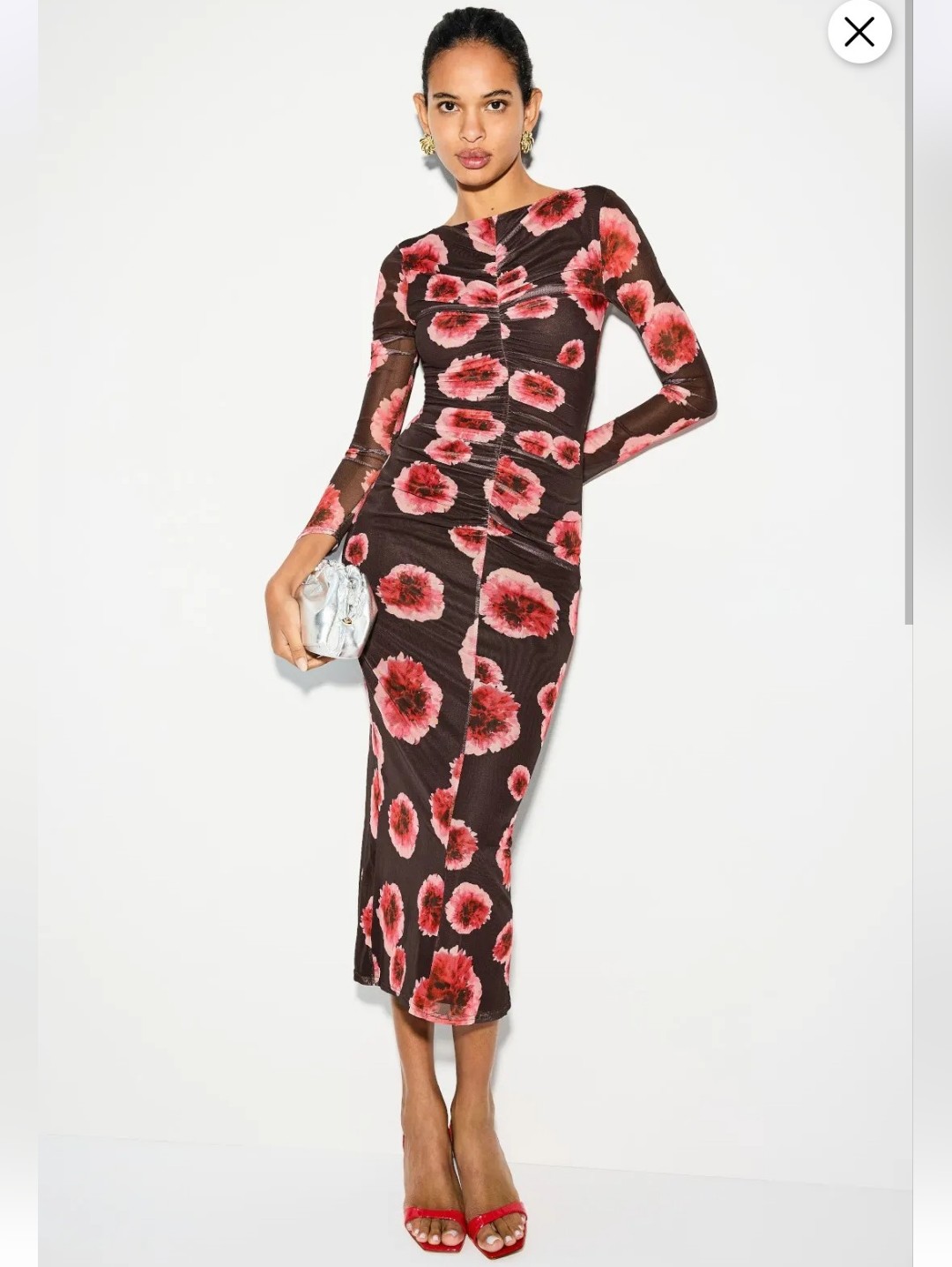 Suboo Frida Ruched Front Midi Dress Size L Msrp $280